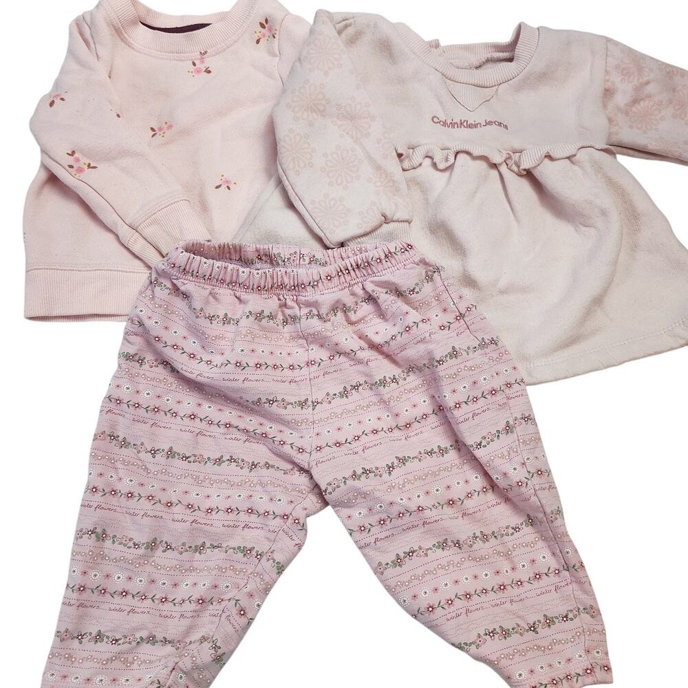 Calvin Klein Baby Girl 12M Outfit Bundle Cat & Jack Floral Set 3Pc
